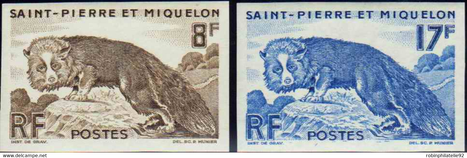 Saint Pierre Et Miquelon Non Dentelés N°345 /346 Renard Argenté 2 Valeurs Non Dentelées Qualité:** - Non Dentellati, Prove E Varietà