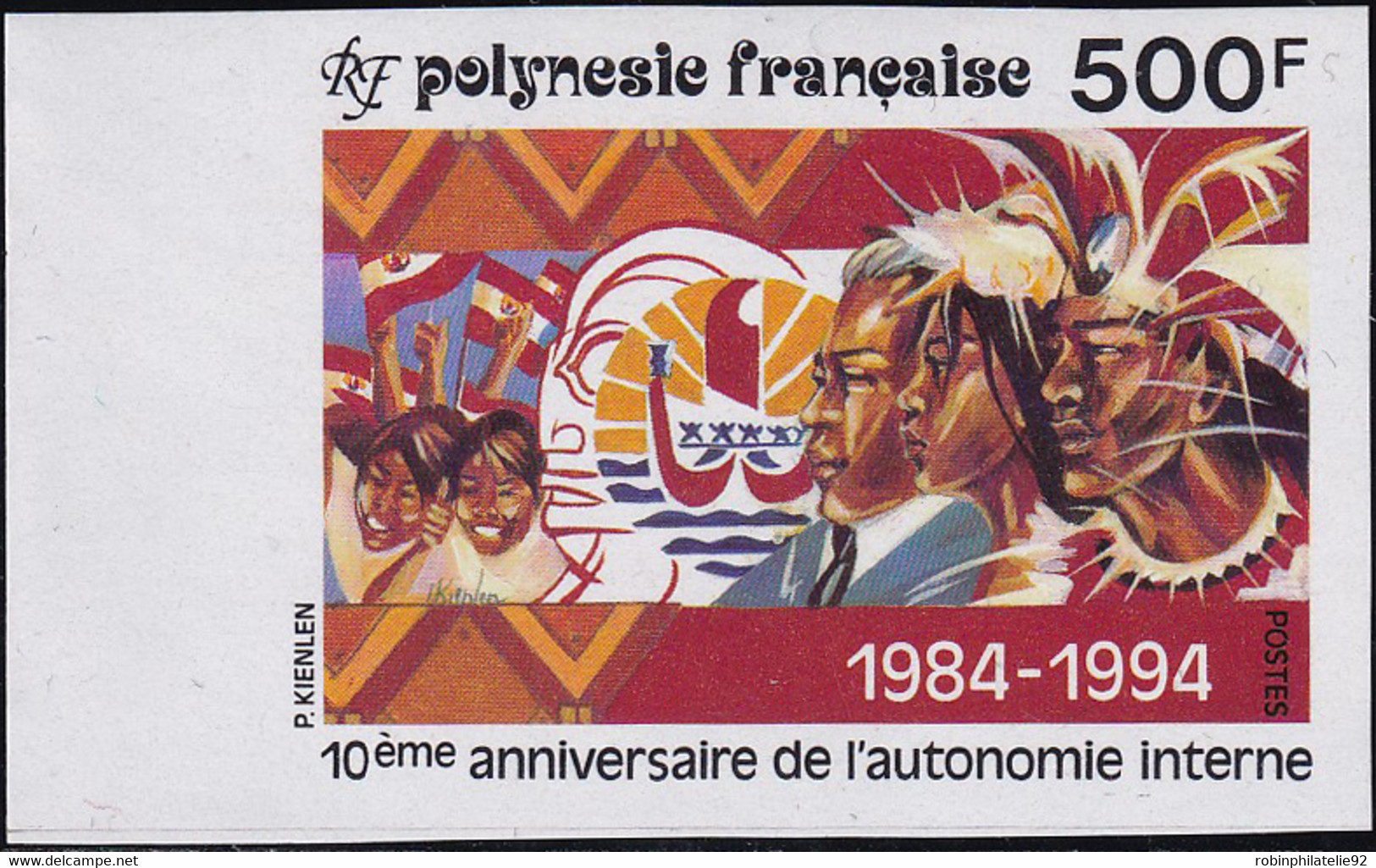 Polynésie Non Dentelés N°458 10ème Anniversaire De L'autonomie Indienne  Qualité:** - Non Dentelés, épreuves & Variétés