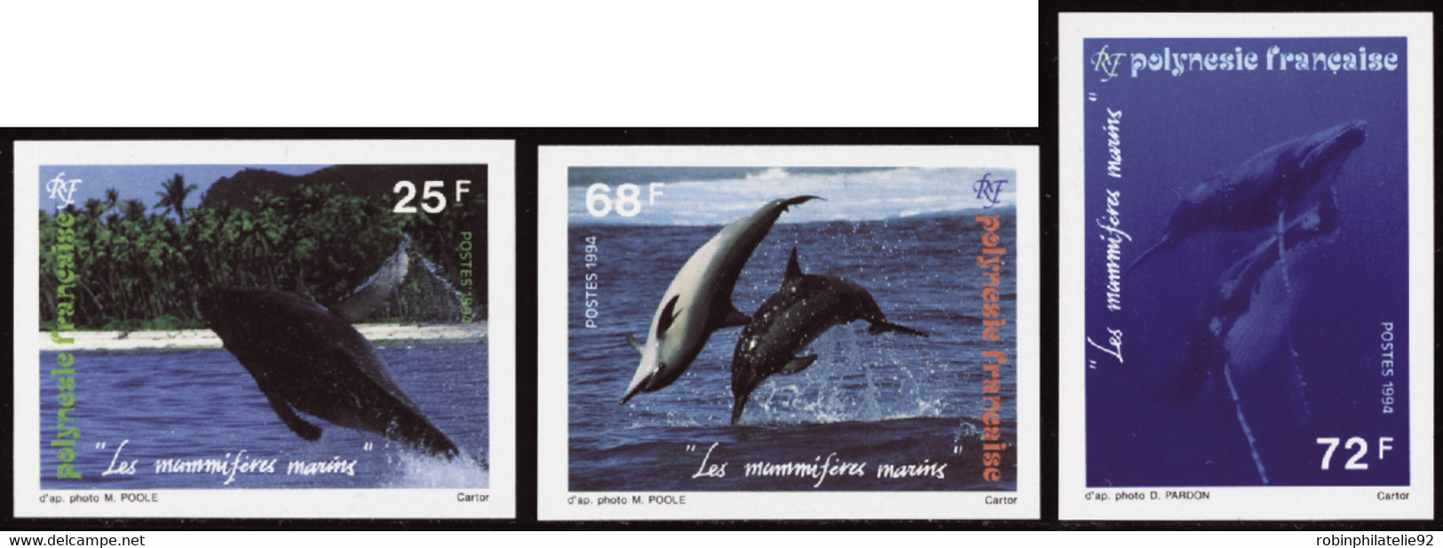 Polynésie Non Dentelés N°450 /452 Mamifères Marins (3 Valeurs) Qualité:** - Imperforates, Proofs & Errors