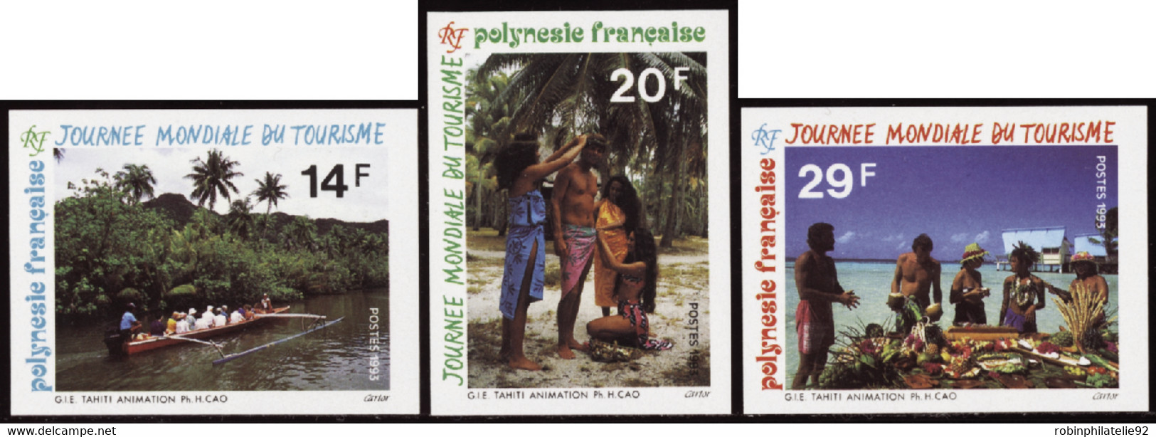 Polynésie Non Dentelés N°440 /442 Journée Mondiale Du Tourisme (3 Valeurs) Qualité:** - Imperforates, Proofs & Errors