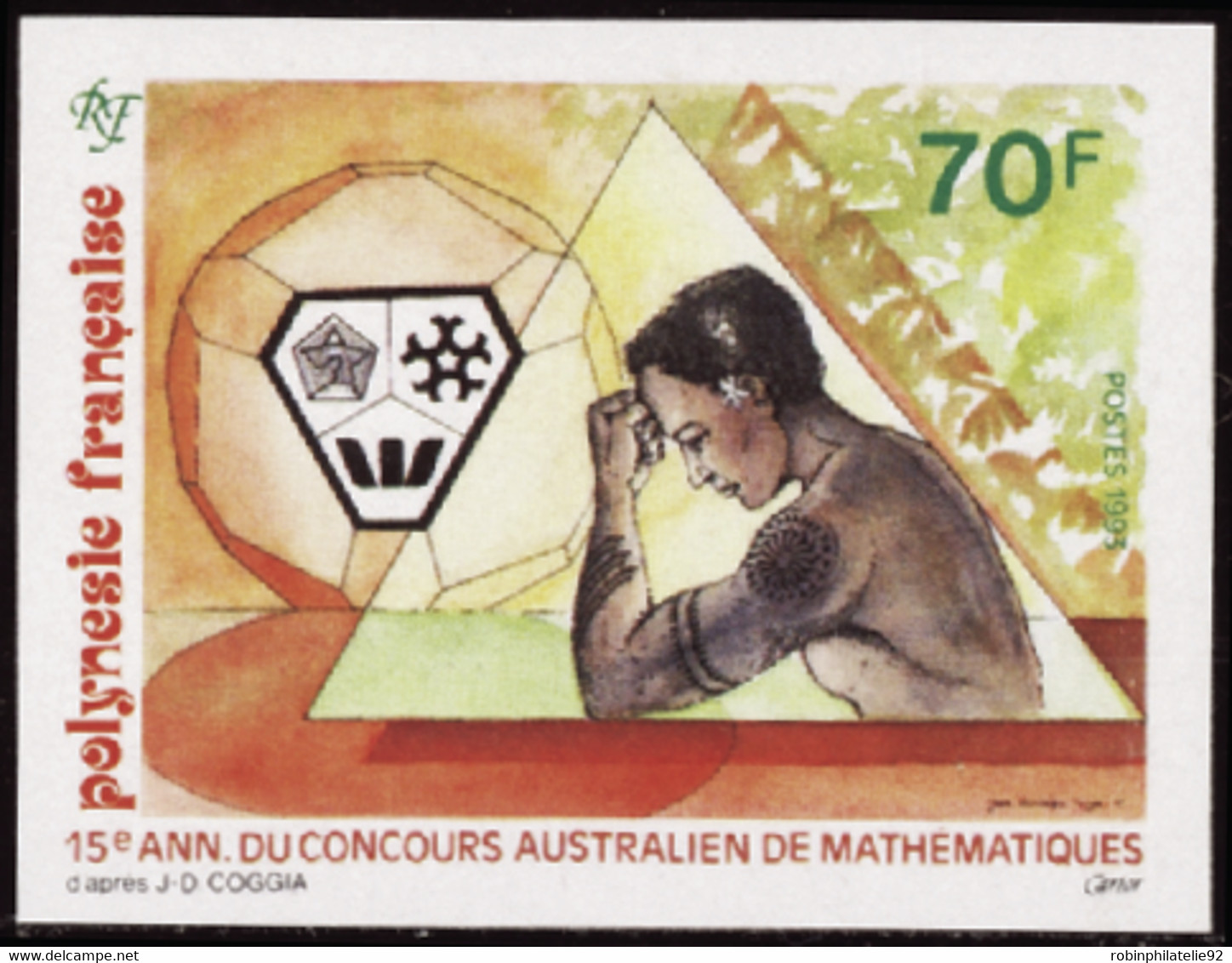 Polynésie Non Dentelés N°437 70f Concours Australien De Mathématiques Qualité:** - Imperforates, Proofs & Errors