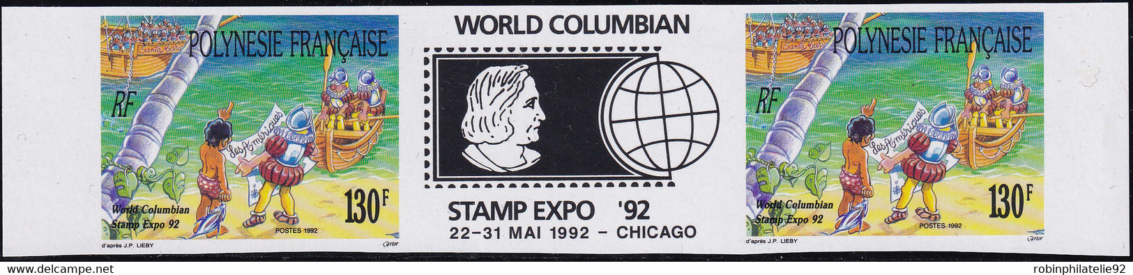 Polynésie Non Dentelés N°409 A Expo Philatélique "World Columbian "à Chicago Qualité:** - Imperforates, Proofs & Errors