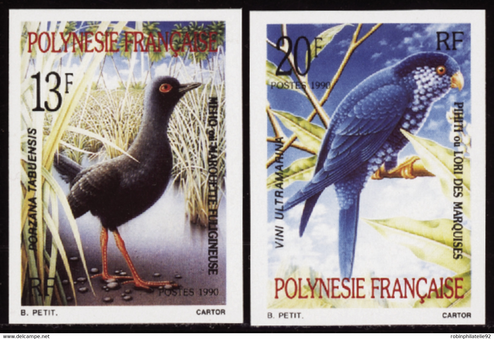 Polynésie Non Dentelés N°360 /361 Faune Oiseaux (2 Valeurs) Qualité:** - Imperforates, Proofs & Errors