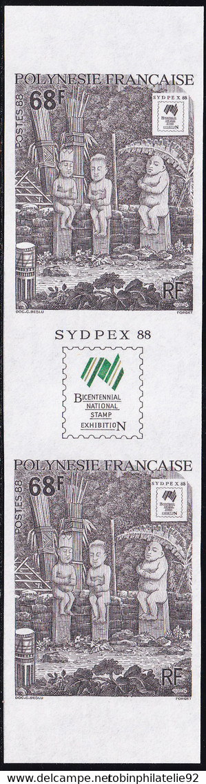 Polynésie Non Dentelés N°310 A La Paire Avec Vignette Qualité:** - Imperforates, Proofs & Errors