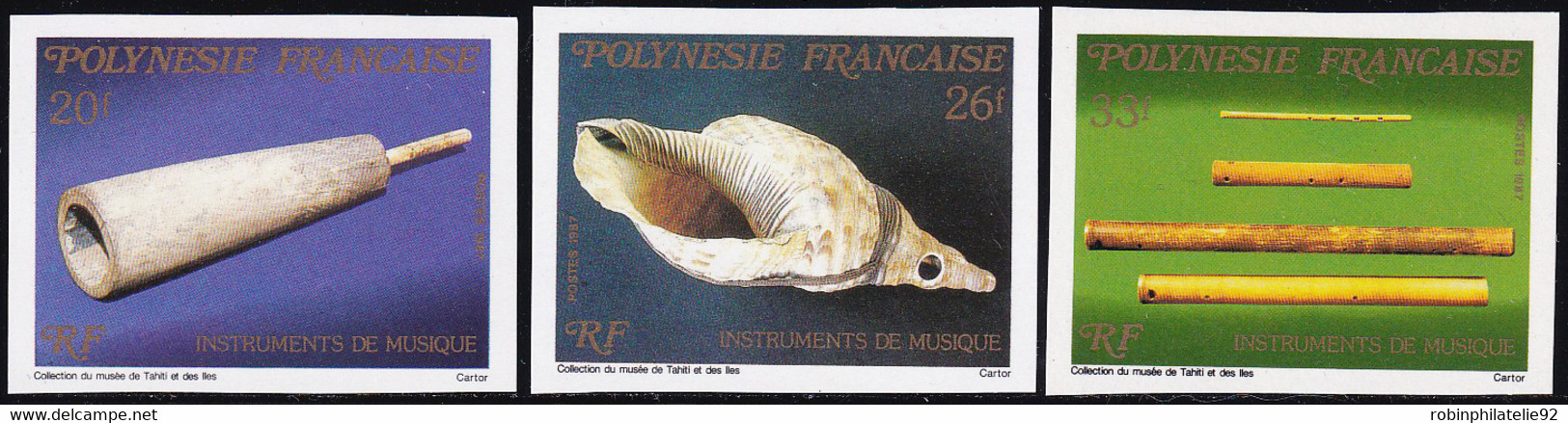 Polynésie Non Dentelés N°282 /284 Instruments De Musique (3 Valeurs) Qualité:** - Sin Dentar, Pruebas De Impresión Y Variedades