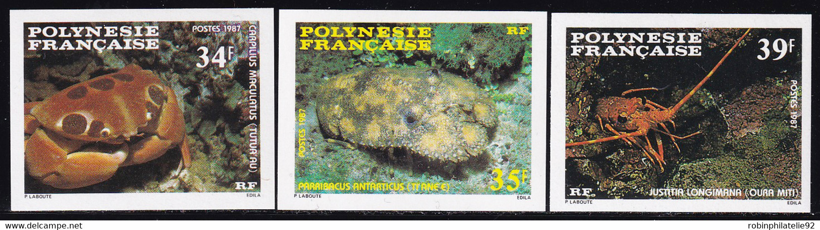 Polynésie Non Dentelés N°275 /277 Faune Marine:crustacés (3 Valeurs) Qualité:** - Sin Dentar, Pruebas De Impresión Y Variedades