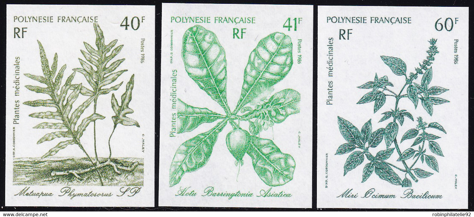 Polynésie Non Dentelés N°268 /270 Flore (3 Valeurs) Qualité:** - Imperforates, Proofs & Errors