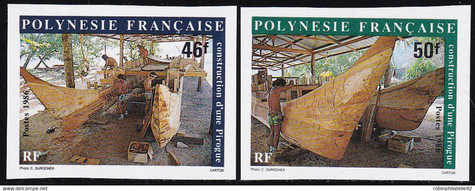 Polynésie Non Dentelés N°266 /267 Construction D'une Pirogue (2 Valeurs) Qualité:** - Non Dentelés, épreuves & Variétés