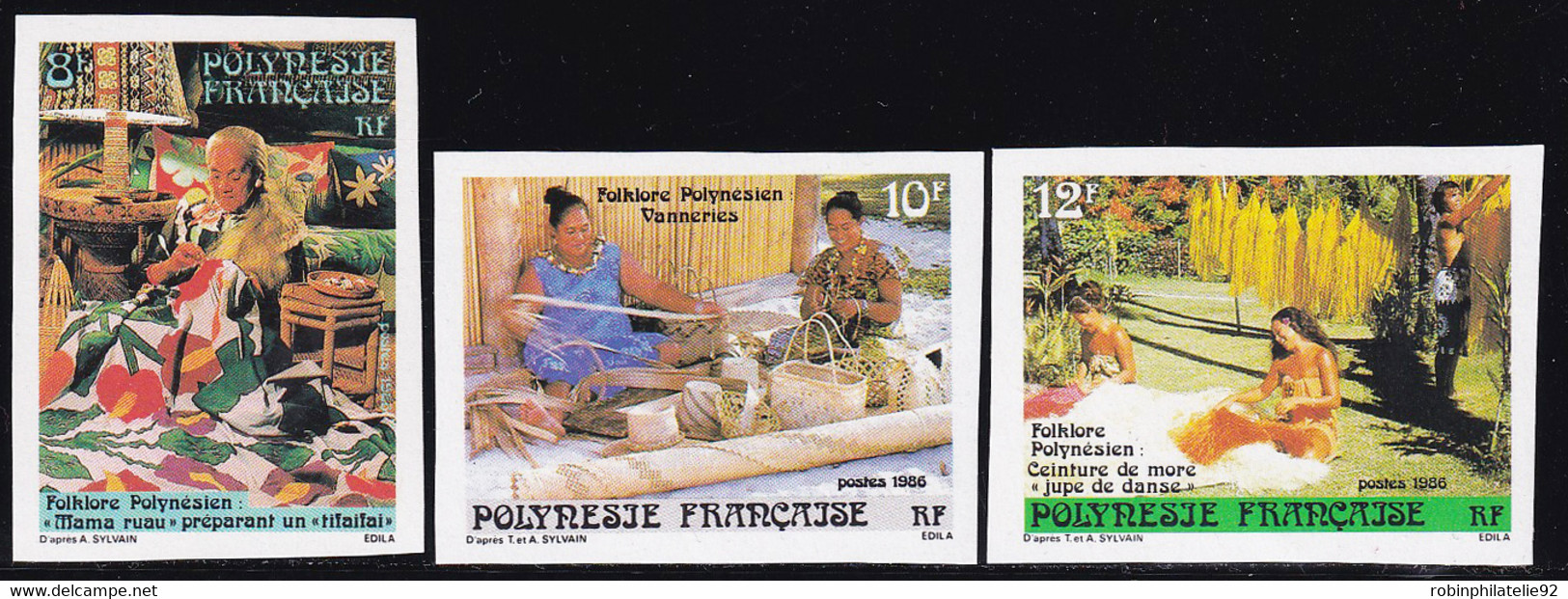 Polynésie Non Dentelés N°263 /265 Folklore Polynésien (3 Valeurs) Qualité:** - Imperforates, Proofs & Errors