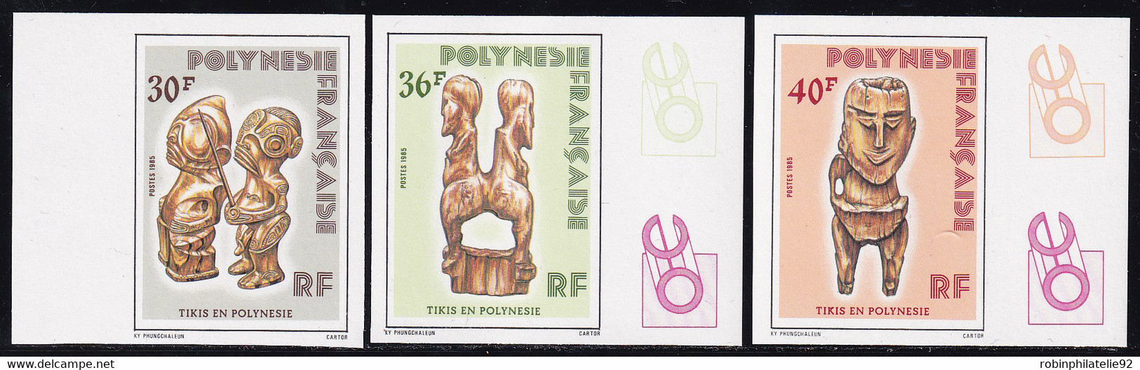 Polynésie Non Dentelés N°227 /229 Tikis En Polynésie II (3 Valeurs) Qualité:** - Non Dentelés, épreuves & Variétés