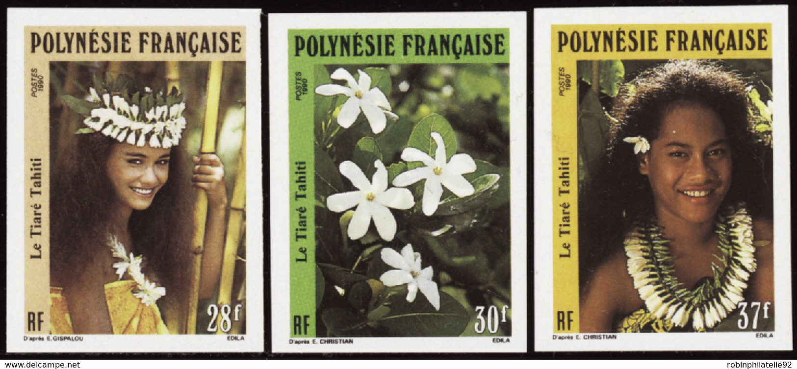 Polynésie Non Dentelés N°371 /373 Tiaré Tahiti (3 Valeurs) Qualité:** - Non Dentelés, épreuves & Variétés