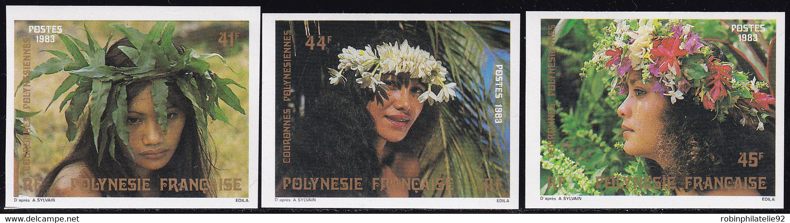 Polynésie Non Dentelés N°205 /207 Couronnes De Fleurs (3 Valeurs) Qualité:** - Imperforates, Proofs & Errors