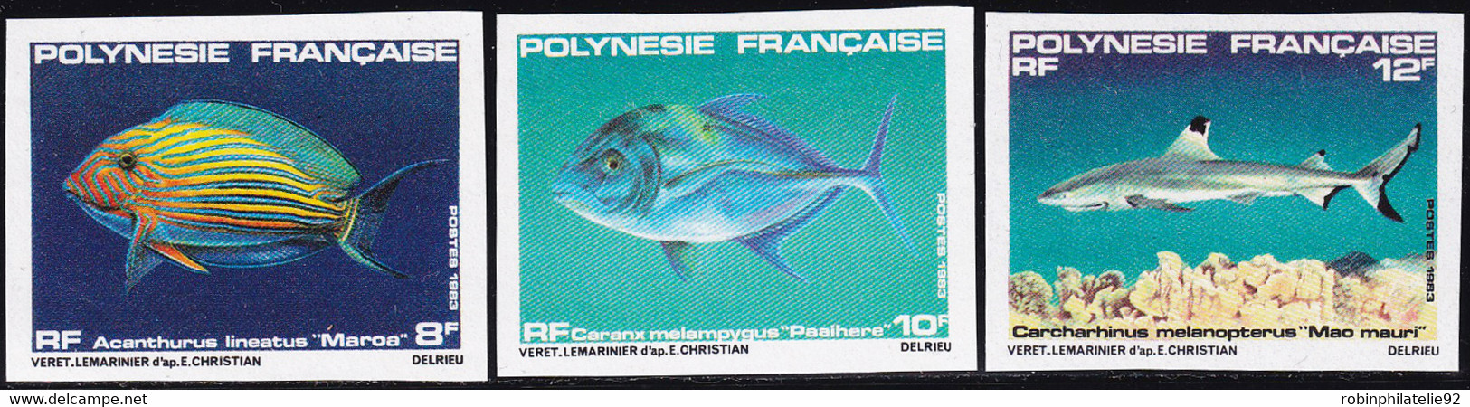 Polynésie Non Dentelés N°192 /194 Faune:poissons (3 Valeurs) Qualité:** - Non Dentellati, Prove E Varietà