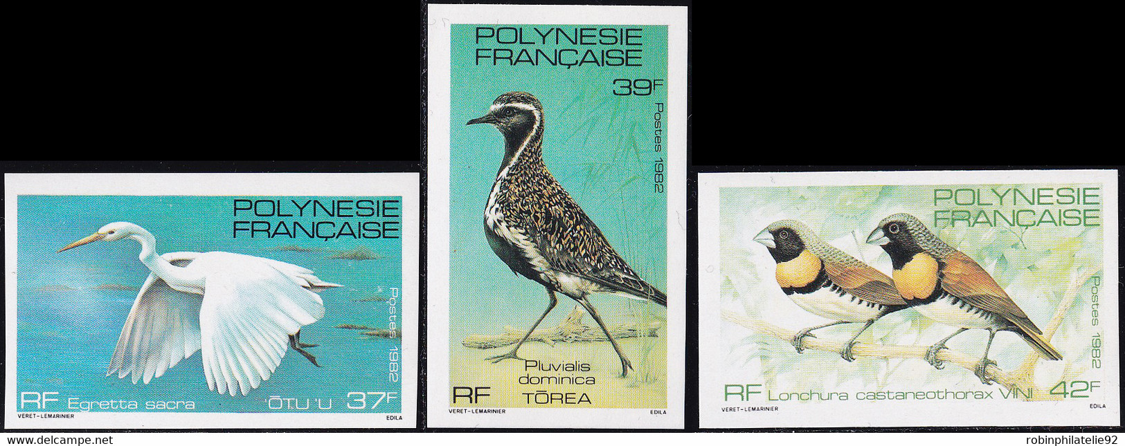 Polynésie Non Dentelés N°189 /191 Faune:oiseaux De Polynésie (3 Valeurs) Qualité:** - Non Dentellati, Prove E Varietà