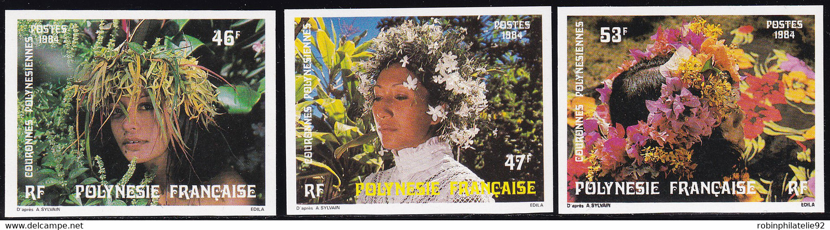 Polynésie Non Dentelés N°219 /221 Couronnes De Fleurs (3 Valeurs) Qualité:** - Non Dentelés, épreuves & Variétés