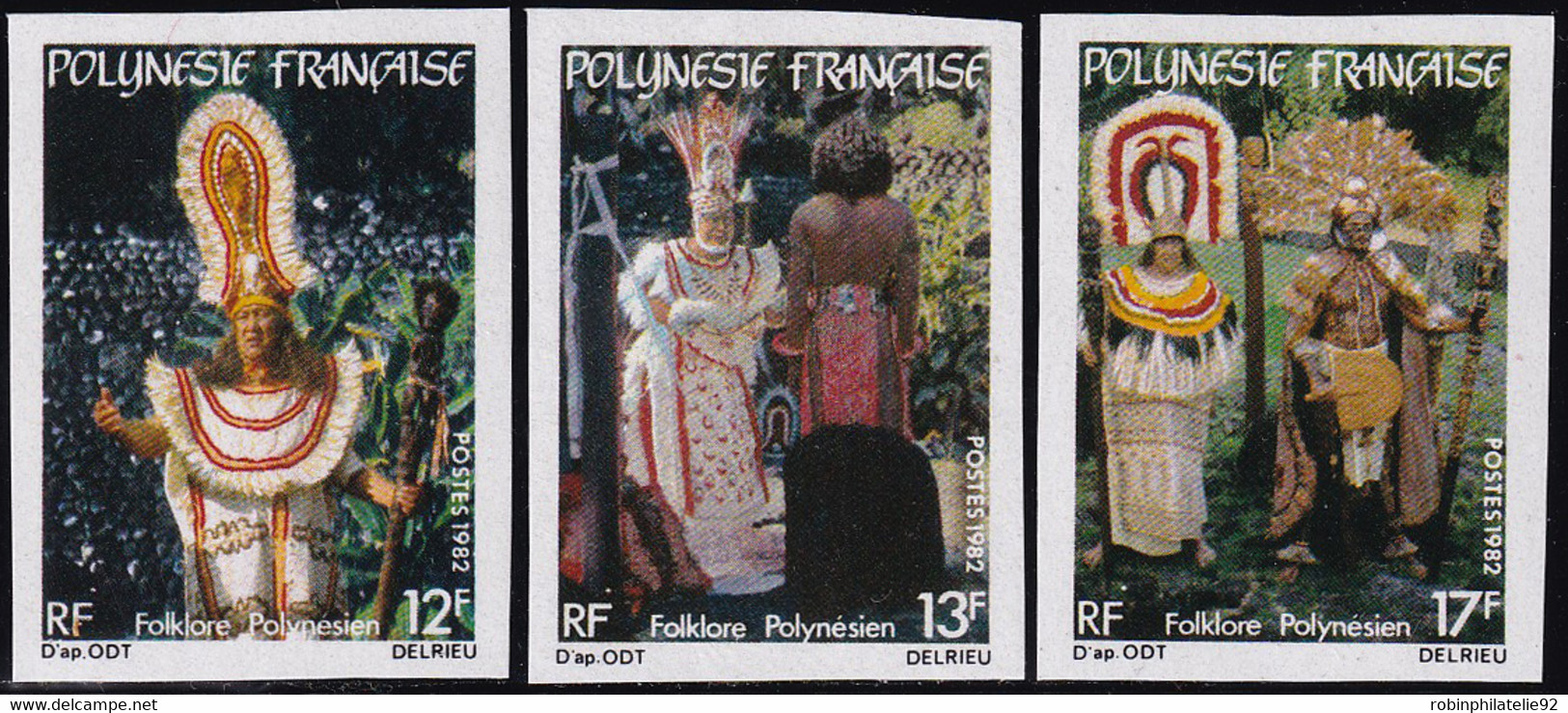 Polynésie Non Dentelés N°181 /183 Folklore Polynésien:costumes (3 Valeurs) Qualité:** - Non Dentellati, Prove E Varietà