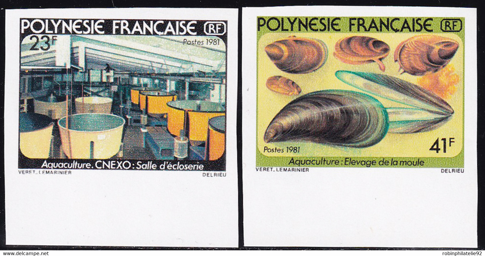 Polynésie Non Dentelés N°163 /164 Aquaculture II (2 Valeurs) Qualité:** - Non Dentellati, Prove E Varietà