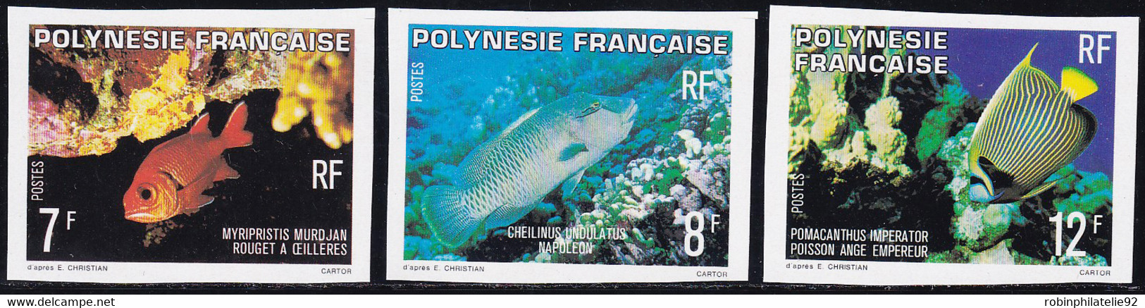 Polynésie Non Dentelés N°147 /149 Poissons (3 Valeurs) Qualité:** - Ongetande, Proeven & Plaatfouten