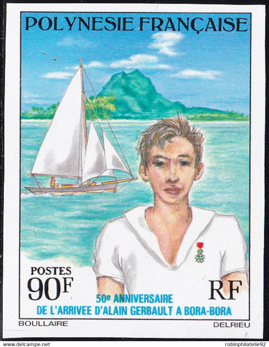 Polynésie Non Dentelés N°107 90f Arrivée D'Alain Gerbault à Bora Bora Qualité:** - Non Dentelés, épreuves & Variétés