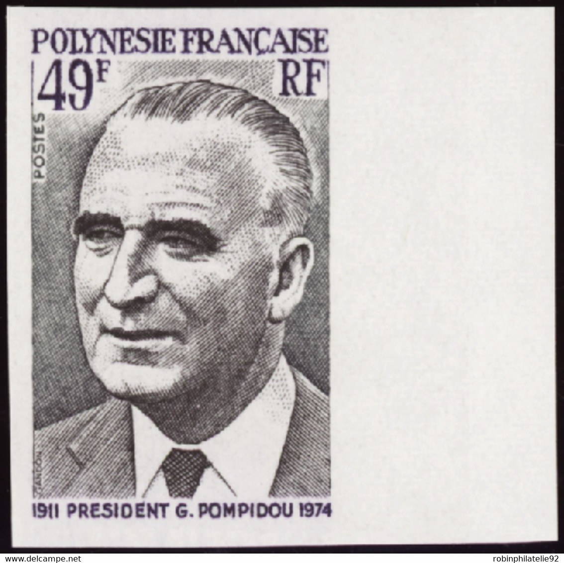 Polynésie Non Dentelés N°106 49f Président Georges Pompidou Qualité:** - Geschnittene, Druckproben Und Abarten