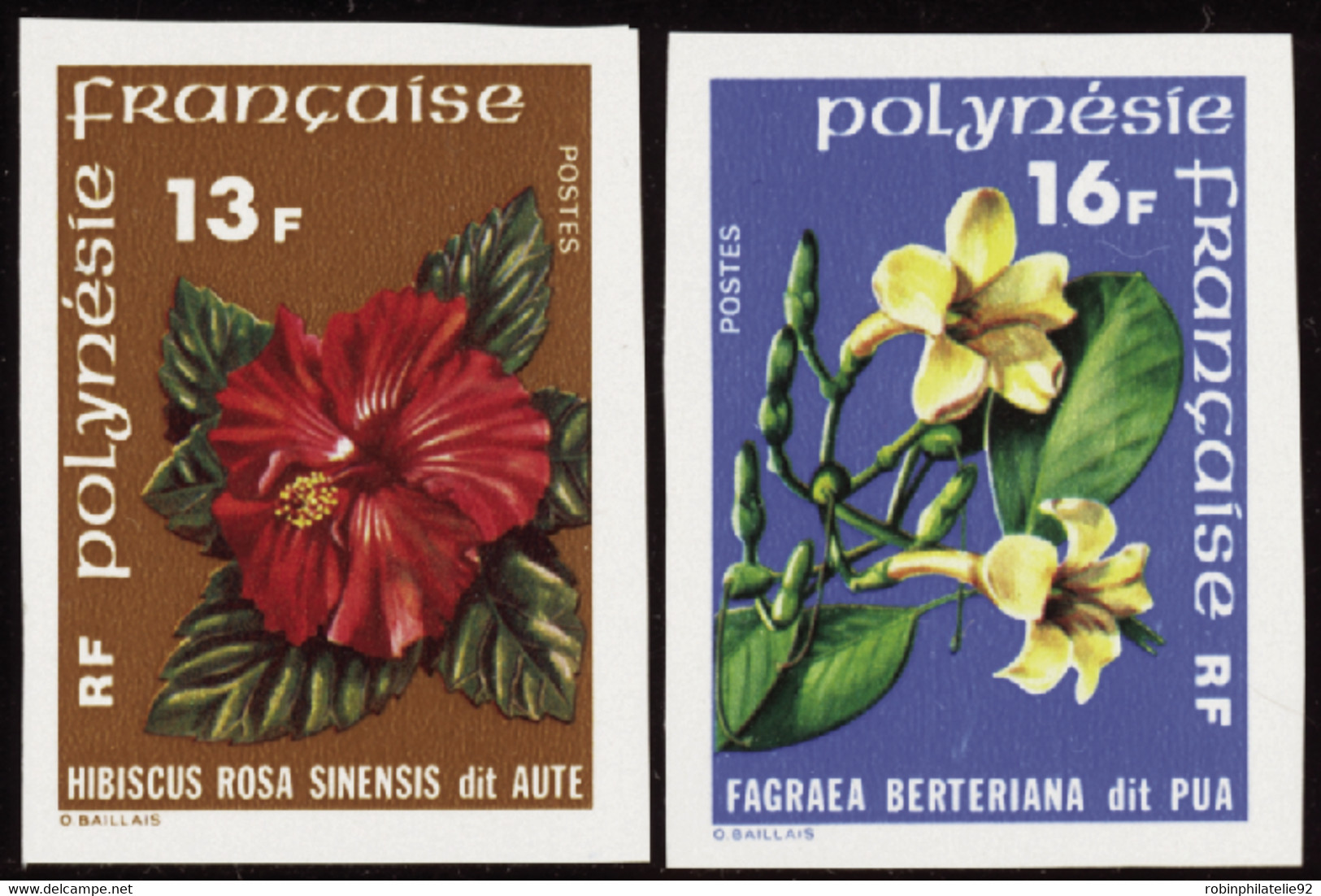 Polynésie Non Dentelés N°119 /120 Fleur De Polynésie (2 Valeurs) Qualité:** - Imperforates, Proofs & Errors