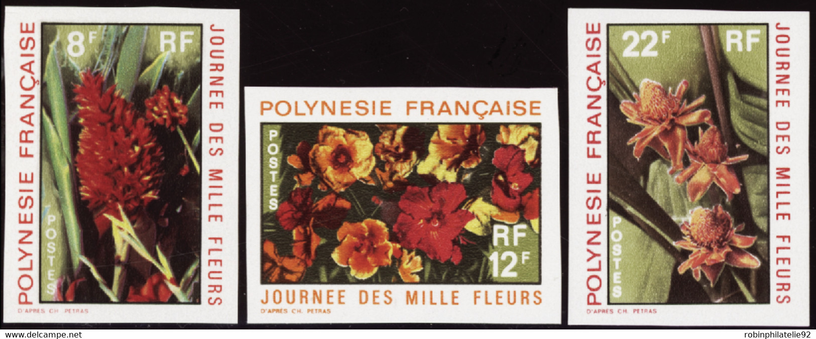 Polynésie Non Dentelés N°83 /85 Journée Des Mille Fleurs (3 Valeurs) Qualité:** - Geschnittene, Druckproben Und Abarten