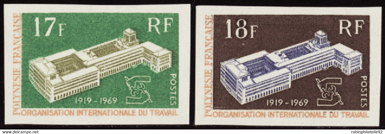 Polynésie Non Dentelés N°70 /71 OIT (2 Valeurs) Qualité:** - Non Dentelés, épreuves & Variétés