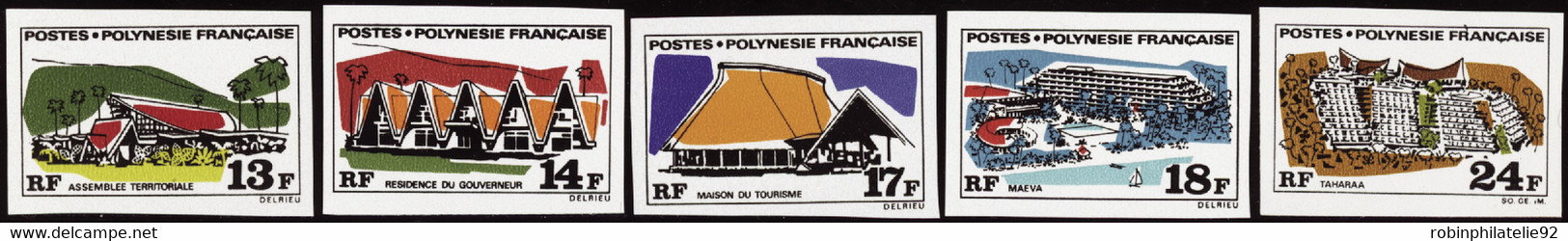 Polynésie Non Dentelés N°72 /76 Grands Edifices (5 Valeurs) Qualité:** - Sin Dentar, Pruebas De Impresión Y Variedades