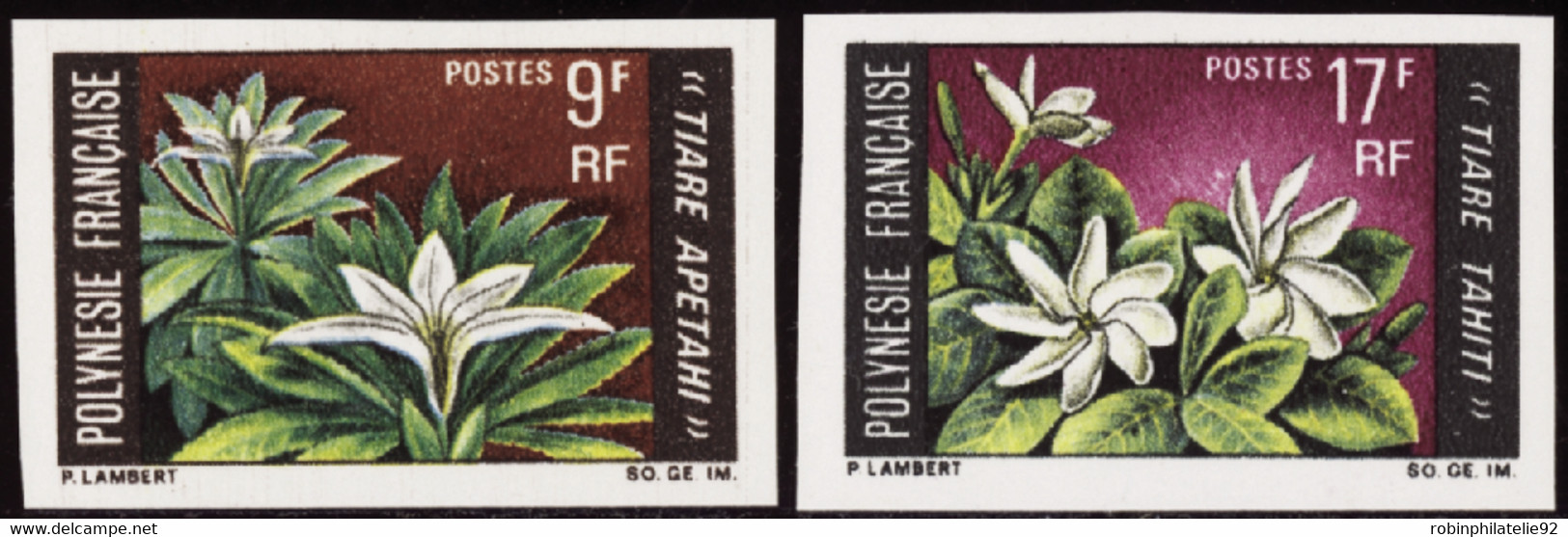 Polynésie Non Dentelés N°64 /65 Fleurs (2 Valeurs) Qualité:** - Imperforates, Proofs & Errors