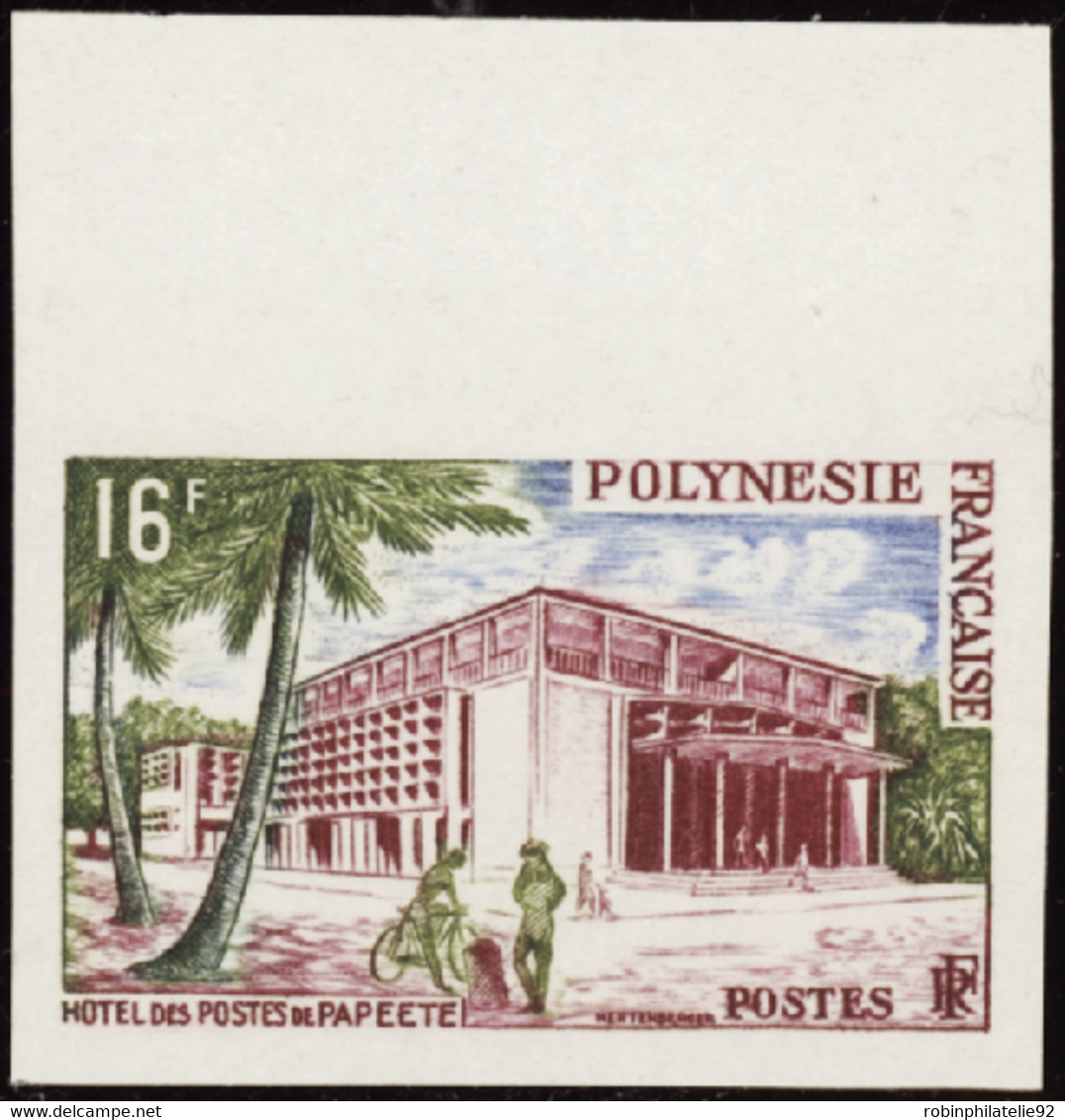 Polynésie Non Dentelés N°14 16f Hotel Des Postes De Papeete Qualité:** - Non Dentellati, Prove E Varietà