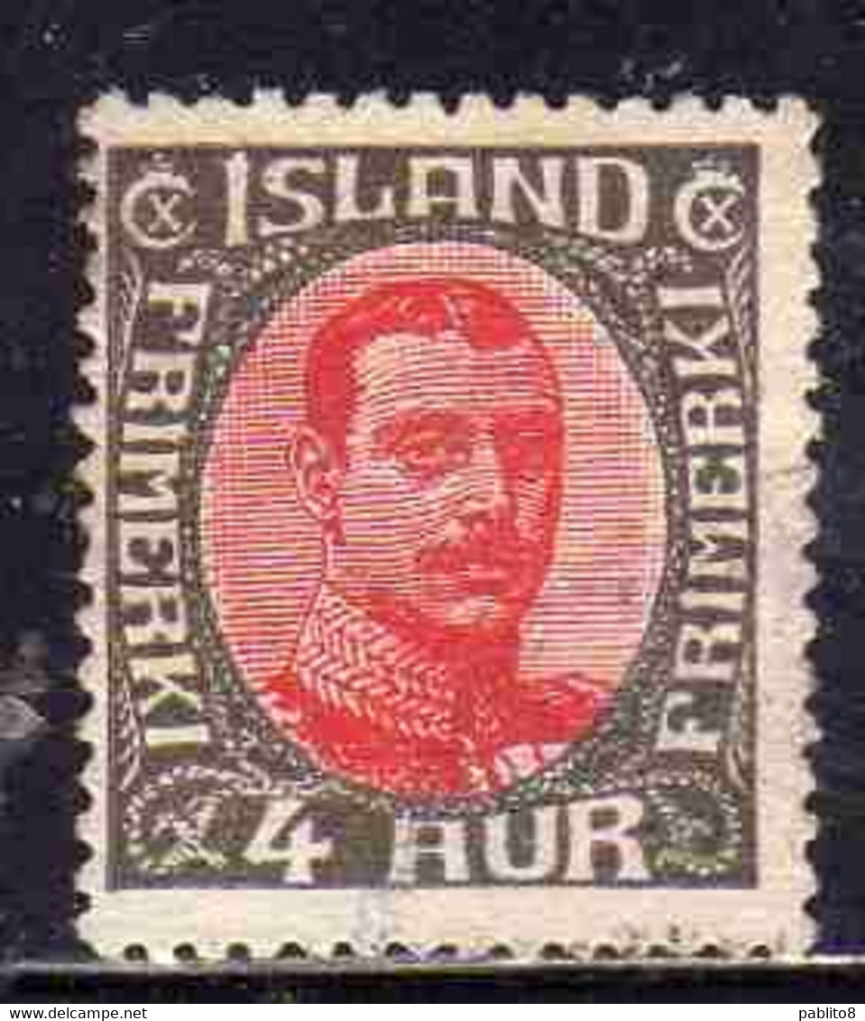 ISLANDA ICELAND ISLANDE 1920 1921 KING CHRISTIAN X 4a MNH - Neufs
