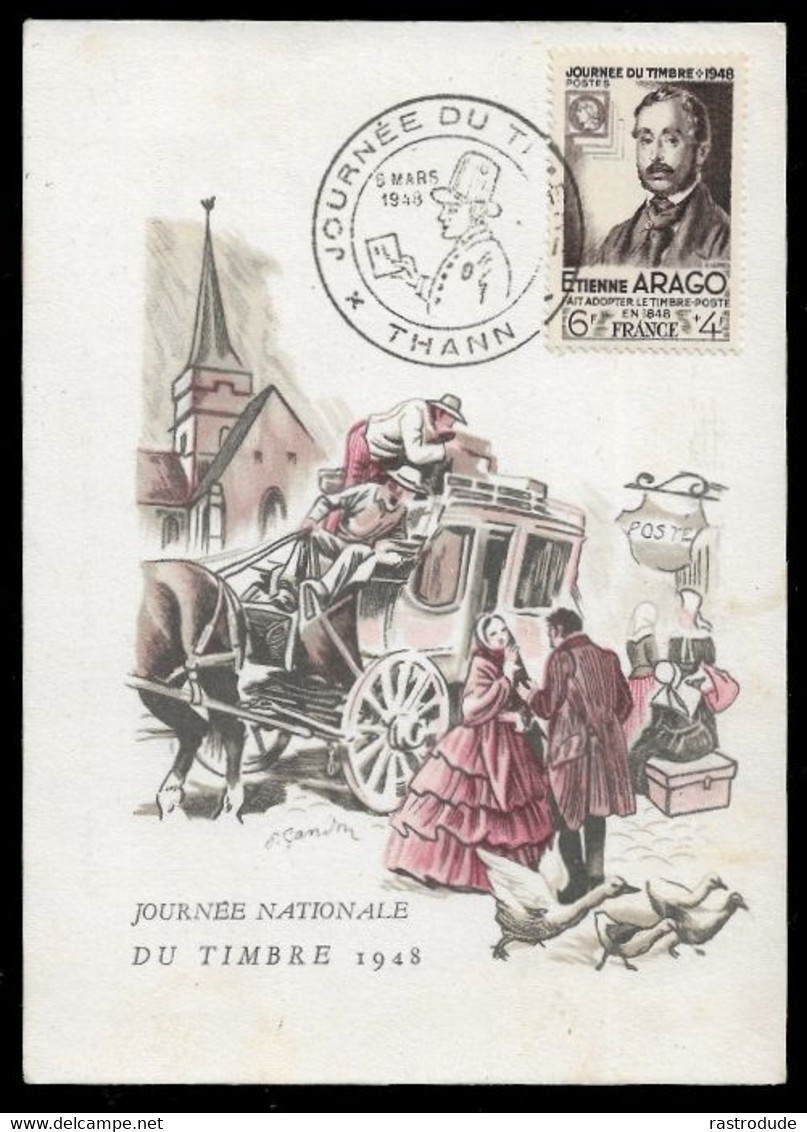 1948 6F+4F Yv 794 CARTE JOURNEE DU TIMBRE CACHET COMMEMORATIF - 1941-66 Wapenschilden