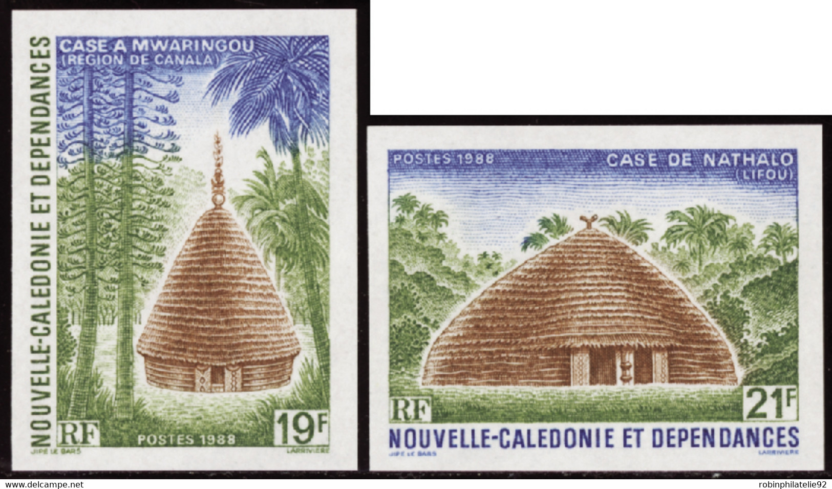 Nouvelle Calédonie Non Dentelés N°553 /554 Cases Indigènes (2 Valeurs) Qualité:** - Non Dentelés, épreuves & Variétés