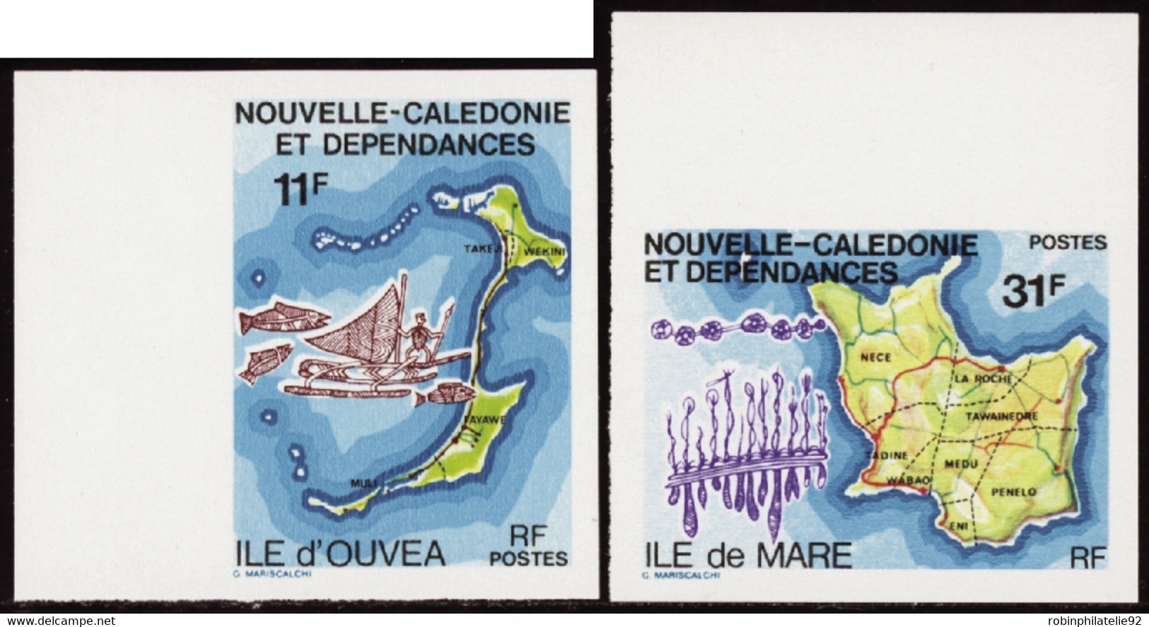 Nouvelle Calédonie Non Dentelés N°426 /427 Iles D'Ouvéa Et De Mare (2 Valeurs) Qualité:** - Sin Dentar, Pruebas De Impresión Y Variedades