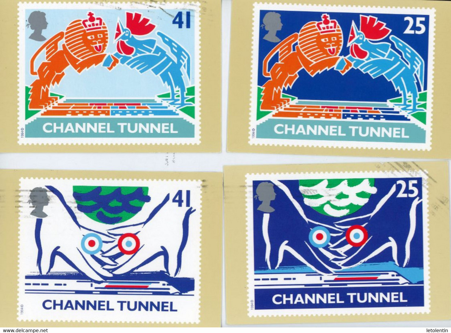 GRANDE BRETAGNE - TUNNEL SOUS LA MANCHE - CARTE MAXIMUM - N° Yvert 1758/1761 - Maximum Cards