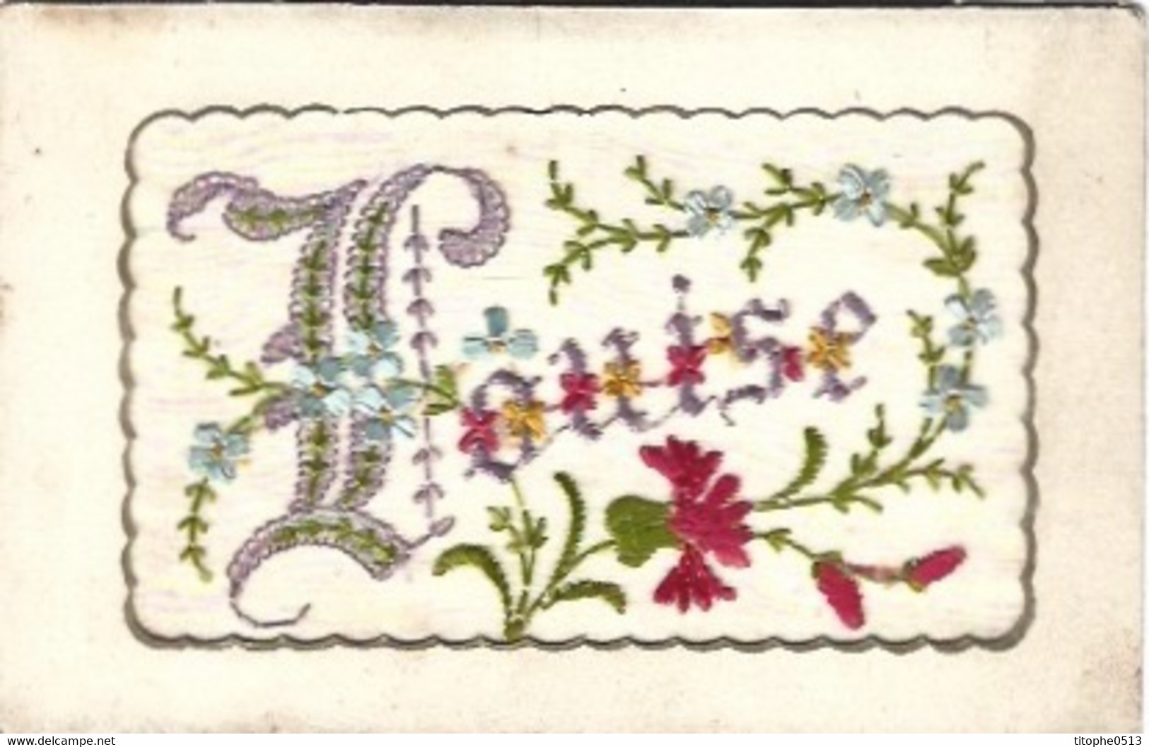 Carte Postale écrite. Fleurs En Broderie Avec Le Prénom Louise. - Prénoms