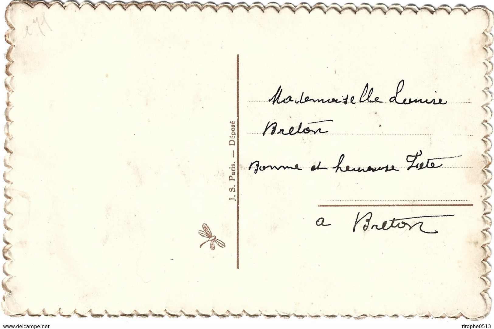 Carte Postale écrite. Fleurs En Broderie Avec Le Prénom Louise. - Prénoms