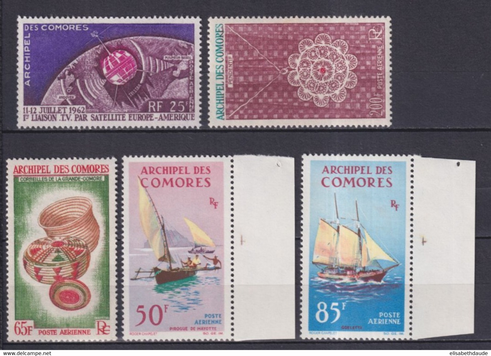 COMORES - 1962/1964 - POSTE AERIENNE - YVERT N°7/11 ** MNH  - COTE = 34.5 EUR. - Neufs
