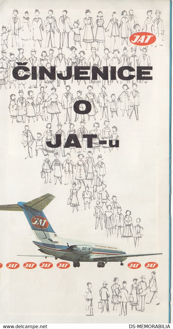 1969 JAT Yugoslav Airlines Advertising Prospect Brochure Stewardess Caravelle - Publicités