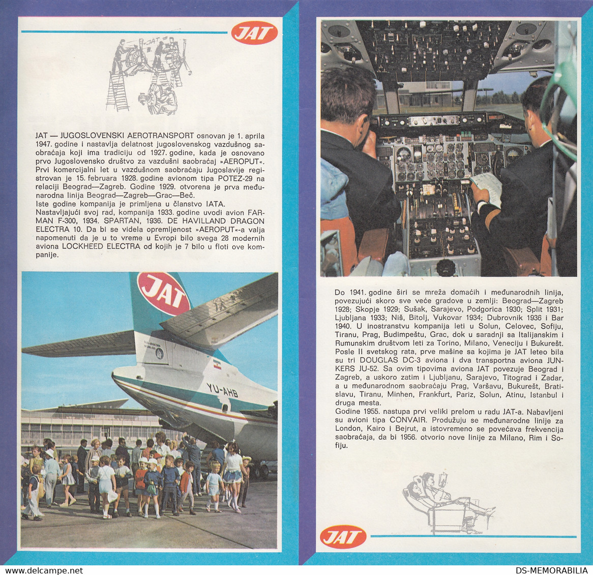 1969 JAT Yugoslav Airlines Advertising Prospect Brochure Stewardess Caravelle - Werbung