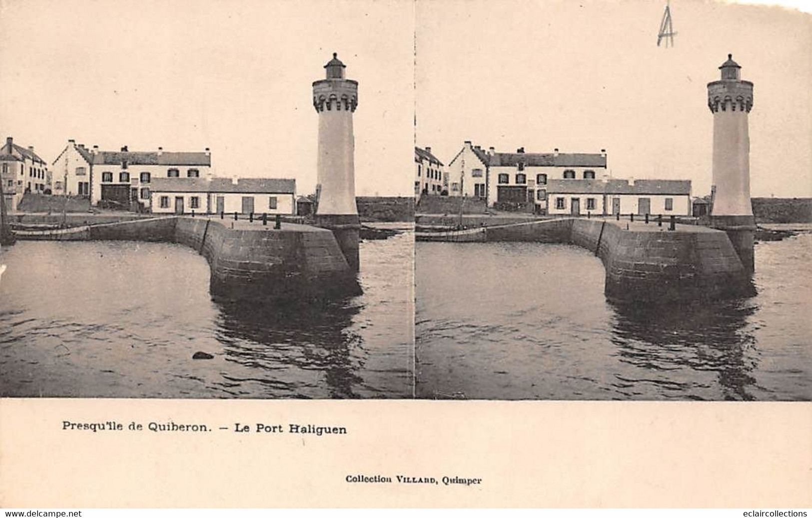 Cartes Stéréos.      Quiberon  Port Haliguen  Phare    (voir Scan) - Cartes Stéréoscopiques