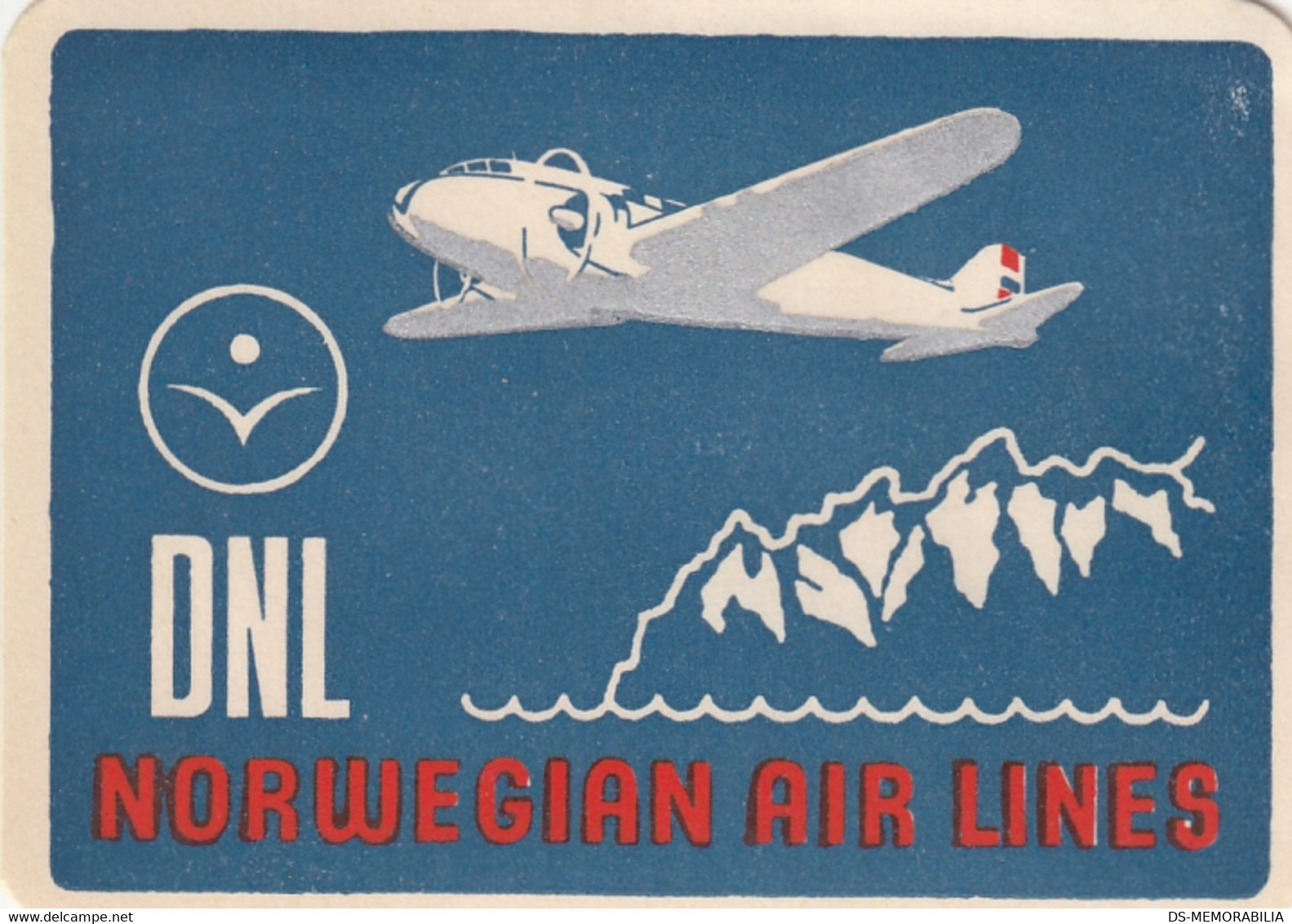 Norway DNL Det Norske Luftfartselskap Norwegian Air Lines Old Label - Étiquettes à Bagages