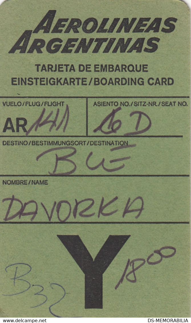 Airport Frankfurt Am Main Boarding Pass Aerolinias Argentinas - Bordkarten
