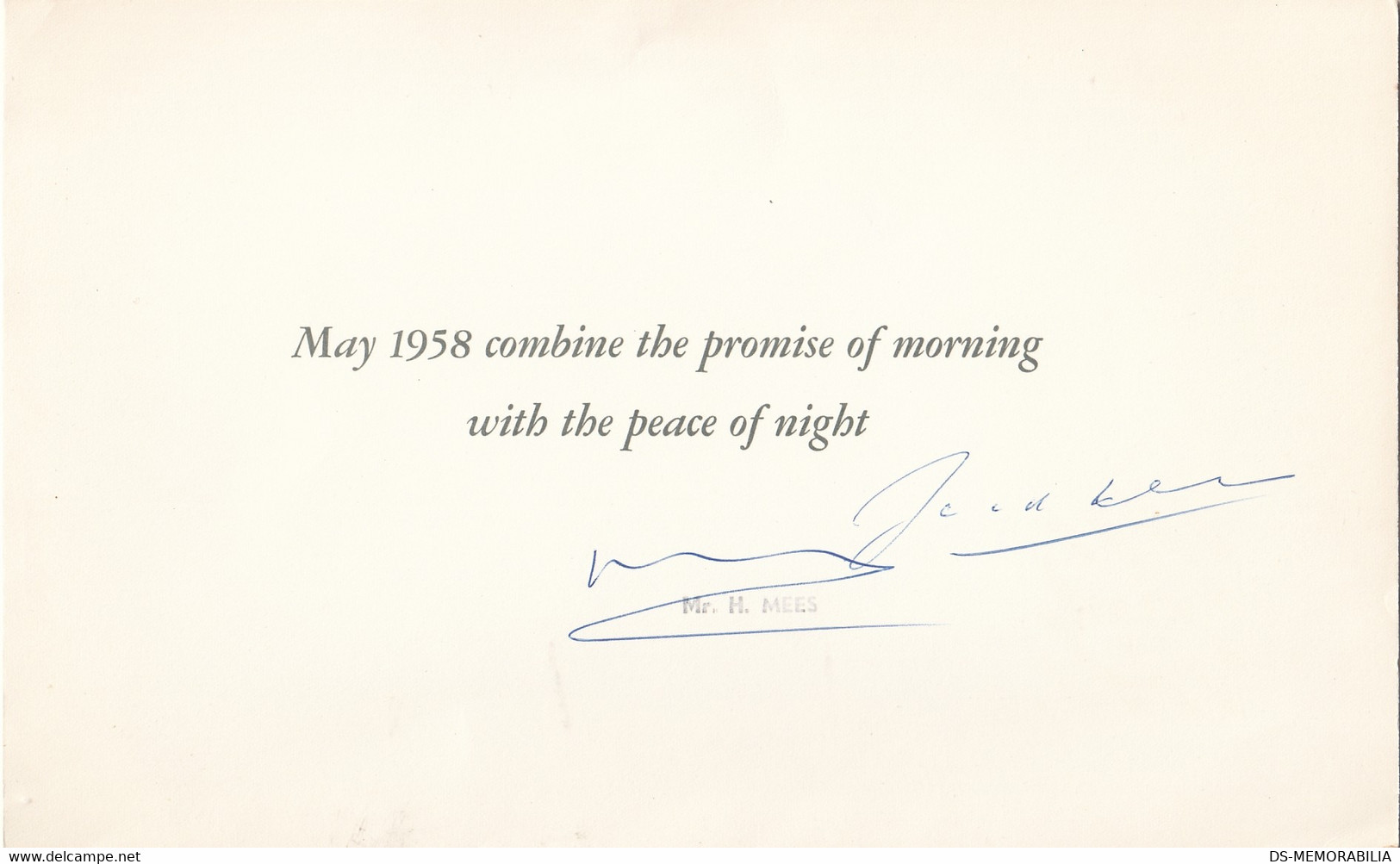 1958 Royal Dutch Airlines New Year Greeting Card Signed By KLM Manager ? - Advertenties