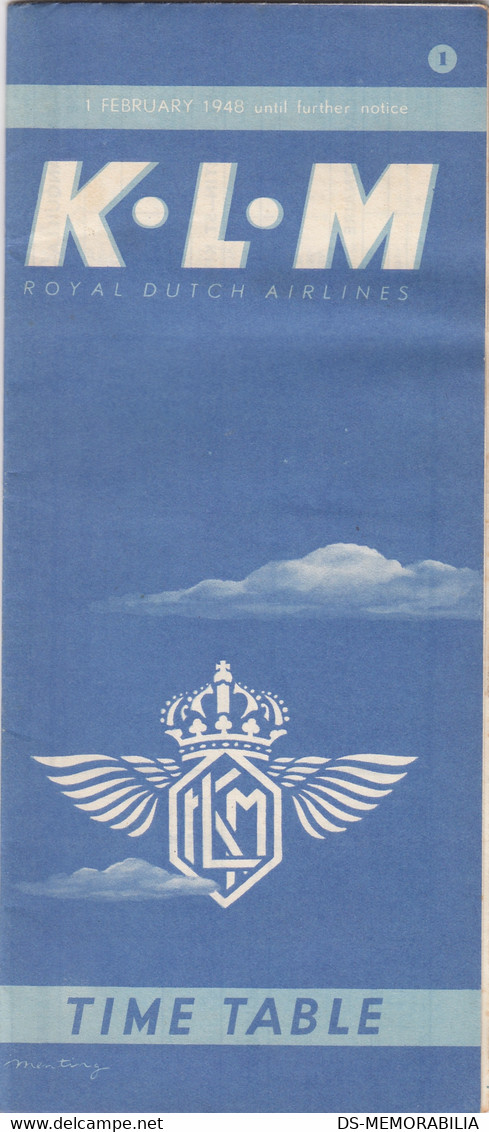 1948 KLM Royal Dutch Airlines Timetable Brochure Fares And Rates - Orari