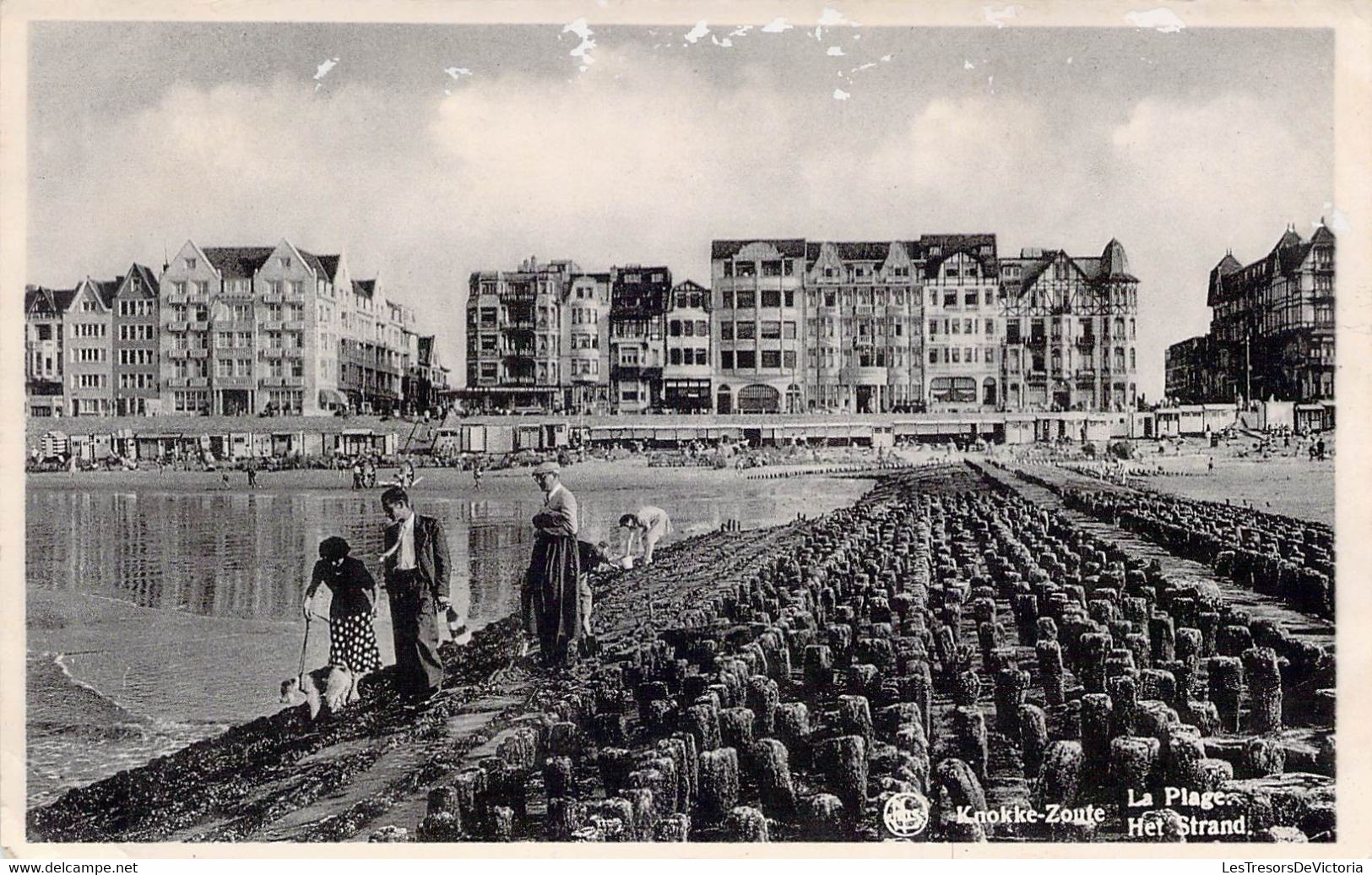 CPA - BELGIQUE - KNOKKE - La Plage - Promeneurs - Knokke