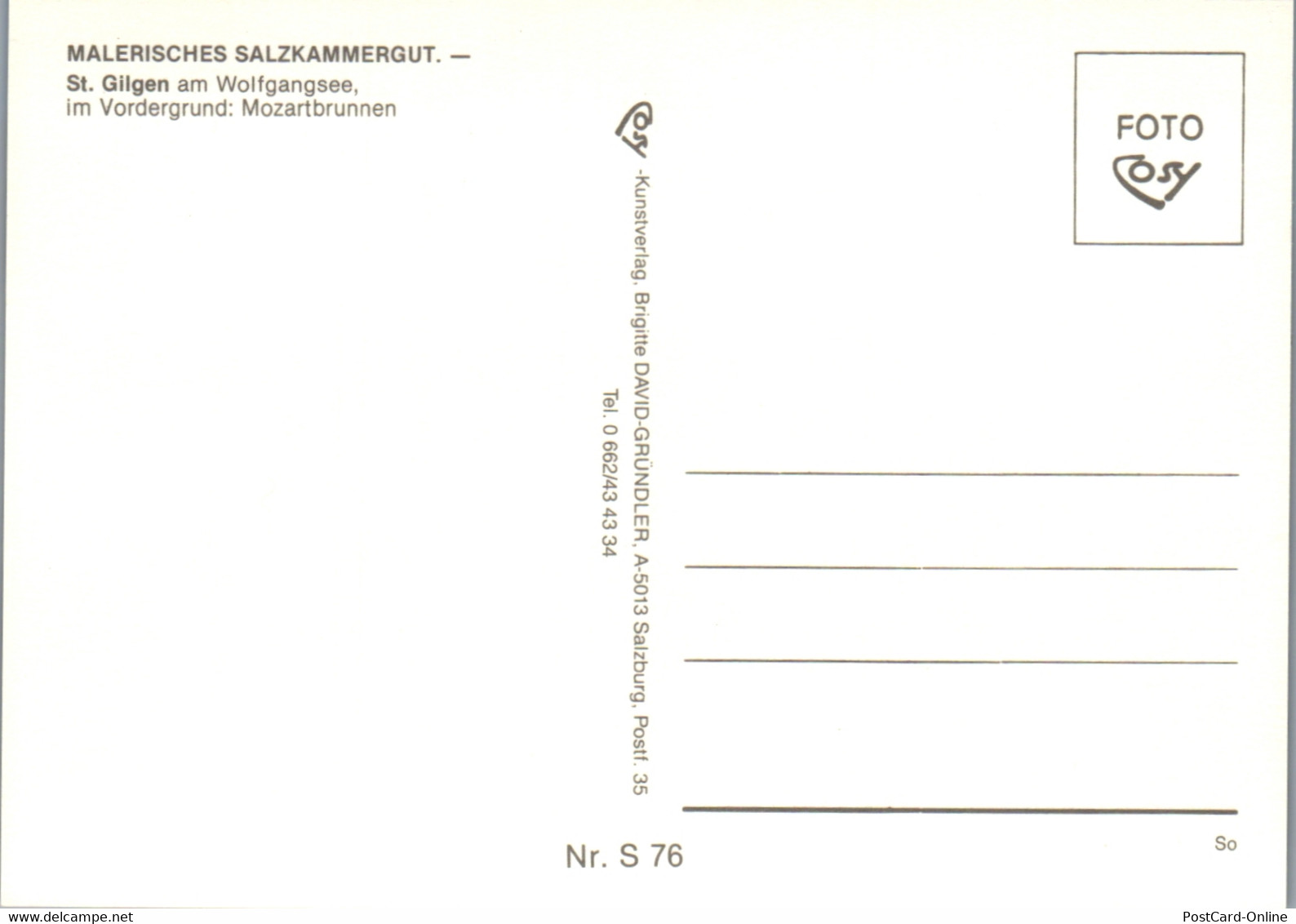 37256 - Salzburg - St. Gilgen Am Wolfgangsee , Gasthof Zur Post , Mozartbrunnen - Nicht Gelaufen - St. Gilgen