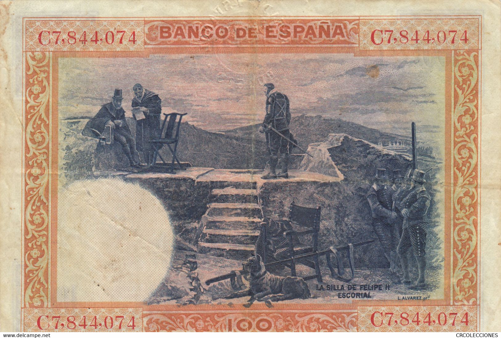 CRBS0416 BILLETE ESPAÑA 100  PESETAS 1925 CON 1 RESELLO MBC- 12 - 100 Peseten