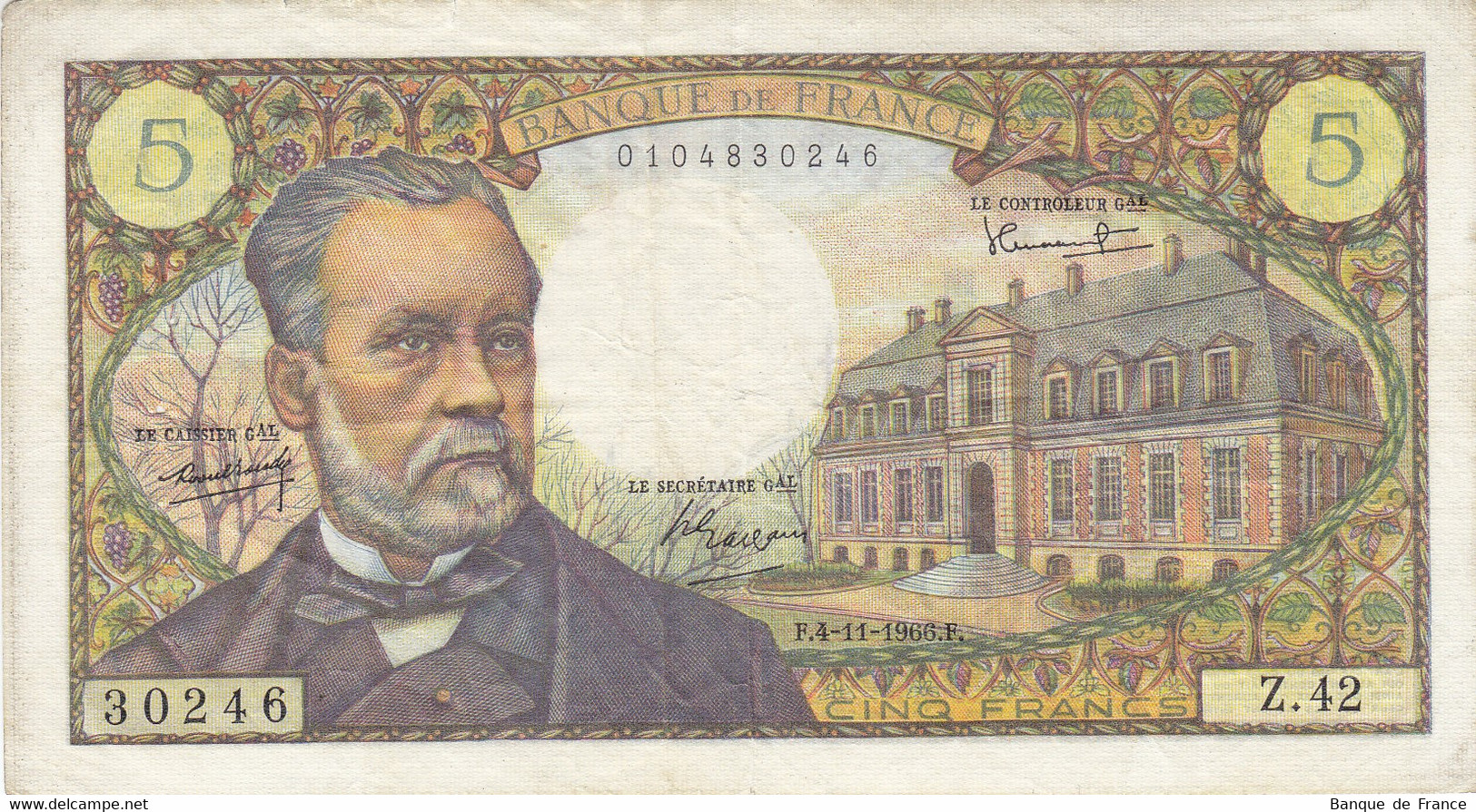 Billet 5 F Pasteur Du 4-11-1966 FAY 61.04 Alph. Z.42 - 5 F 1966-1970 ''Pasteur''