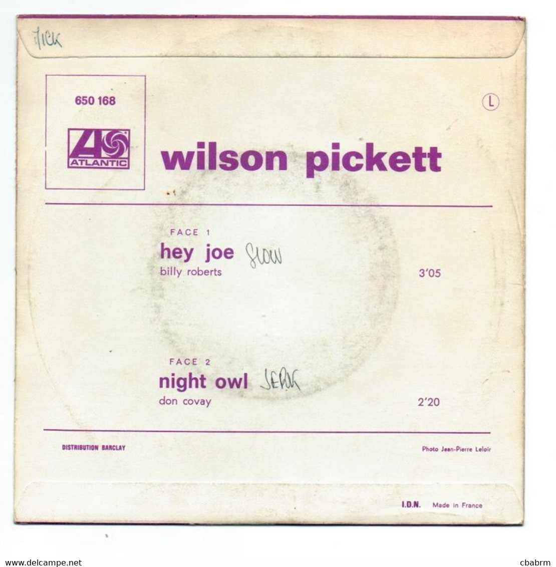 SP 45 TOURS WILSON PICKETT HEY JOE ATLANTIC 650168 FRANCE BIEM - Soul - R&B